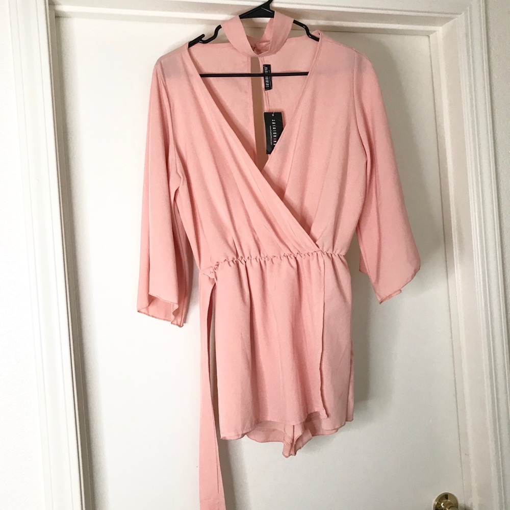 Fashion Nova Total Cutie Romper - Blush